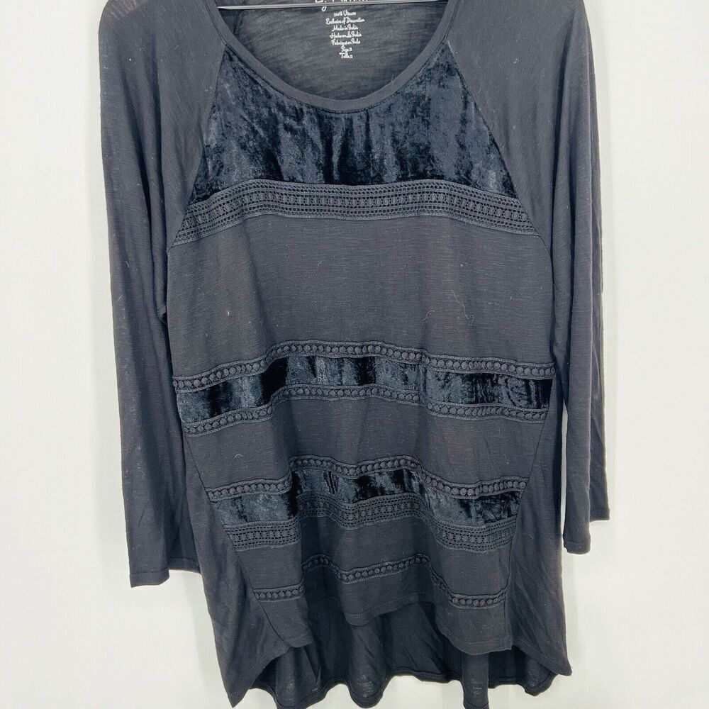 Chicos Black Burnout Velvet Shirt Size Large
